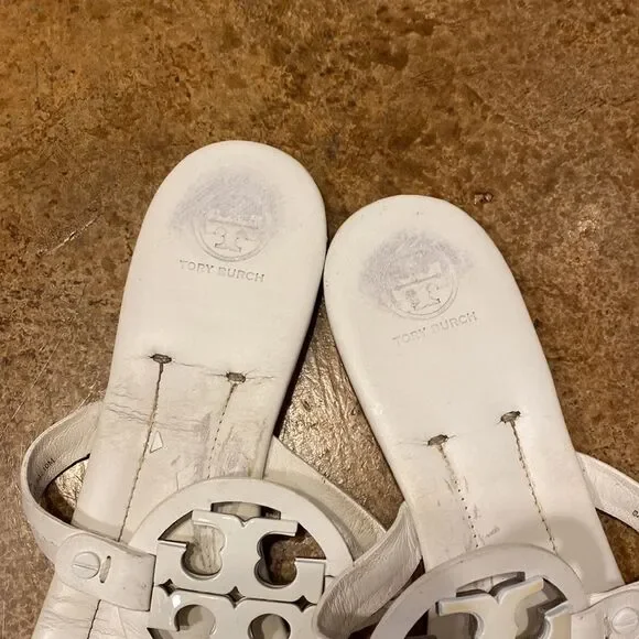TORY Burch‎ MILLER SOFT SANDAL leather thongs in new ivory - Picture 4 of 8
